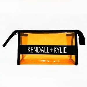 Kendall And Kylie Orange Make Up Bag Clutch See Through Wristlet Travel Pouch